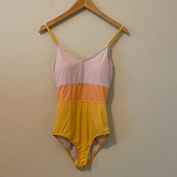 LUMI SWIM The Color Block Three Stripe One Piece Suit  modest vacation summer - Picture 3 of 6